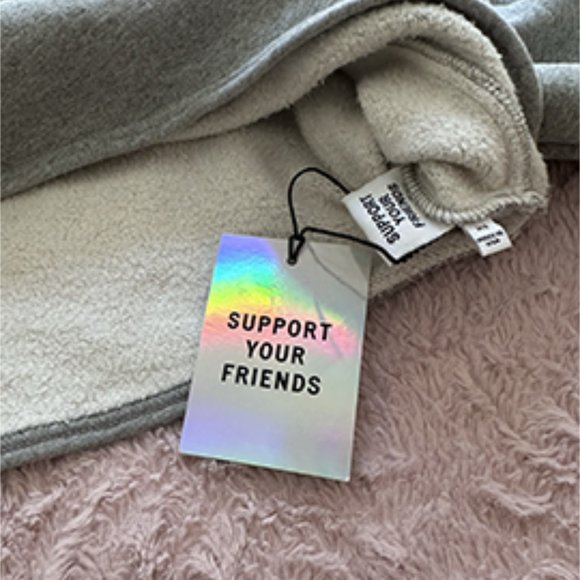 Grey Cropped sweatshirt KROST ZIP Limited Edition SUPPORT YOUR FRIENDS HOODIE - Picture 14 of 16